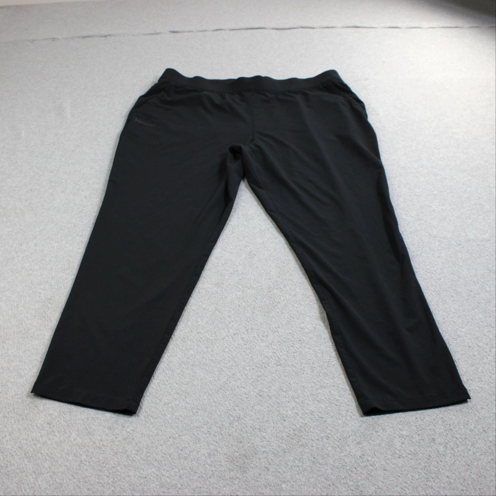 Marmot Track Pants Mens XL Black Elastic Waist Stretch Running Gym Lightweight